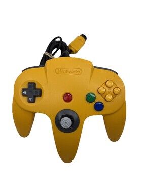 Nintendo 64 N64 Yellow Wired Controller NUS-005 With Rumble Tested